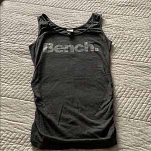 Heathered black tank top with ruching on sides